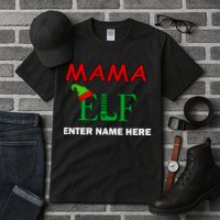 Personalize Mama Elf Custom Family Matching Christmas Tall T-Shirt