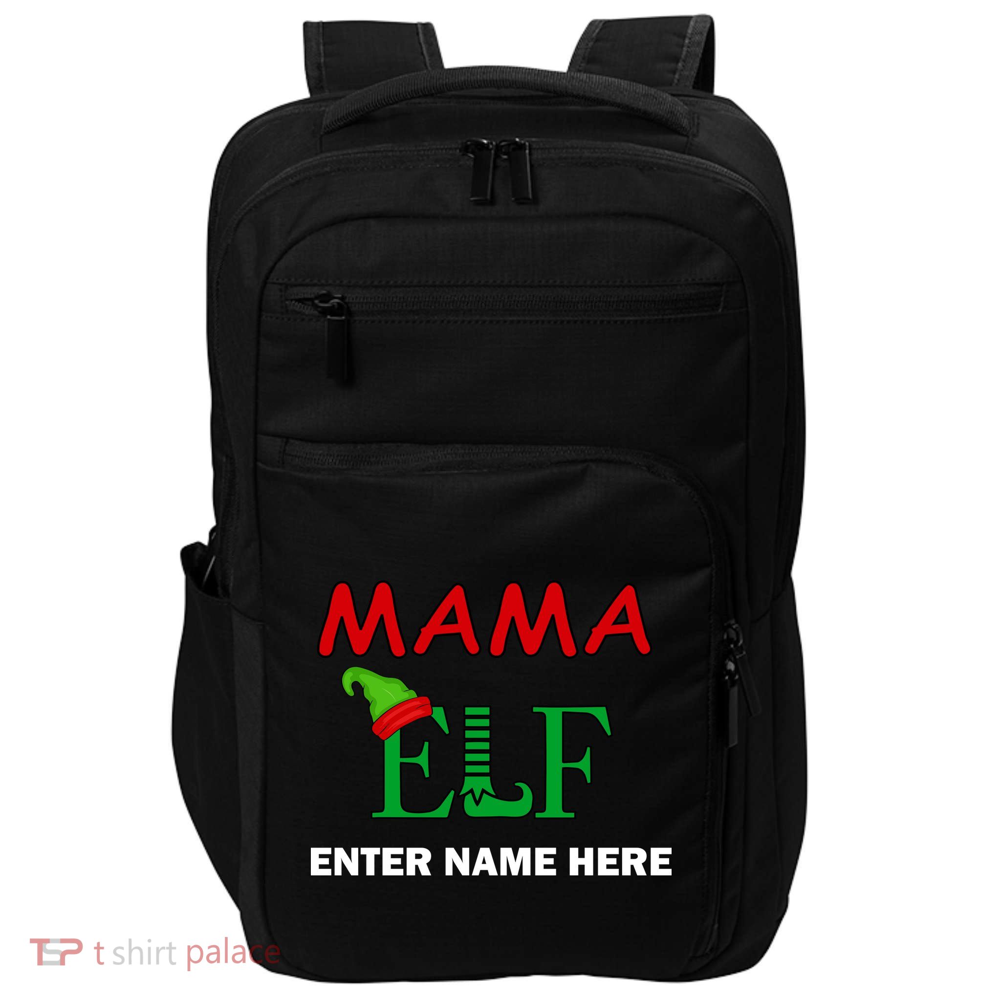 Personalize Mama Elf Custom Family Matching Christmas Impact Tech Backpack