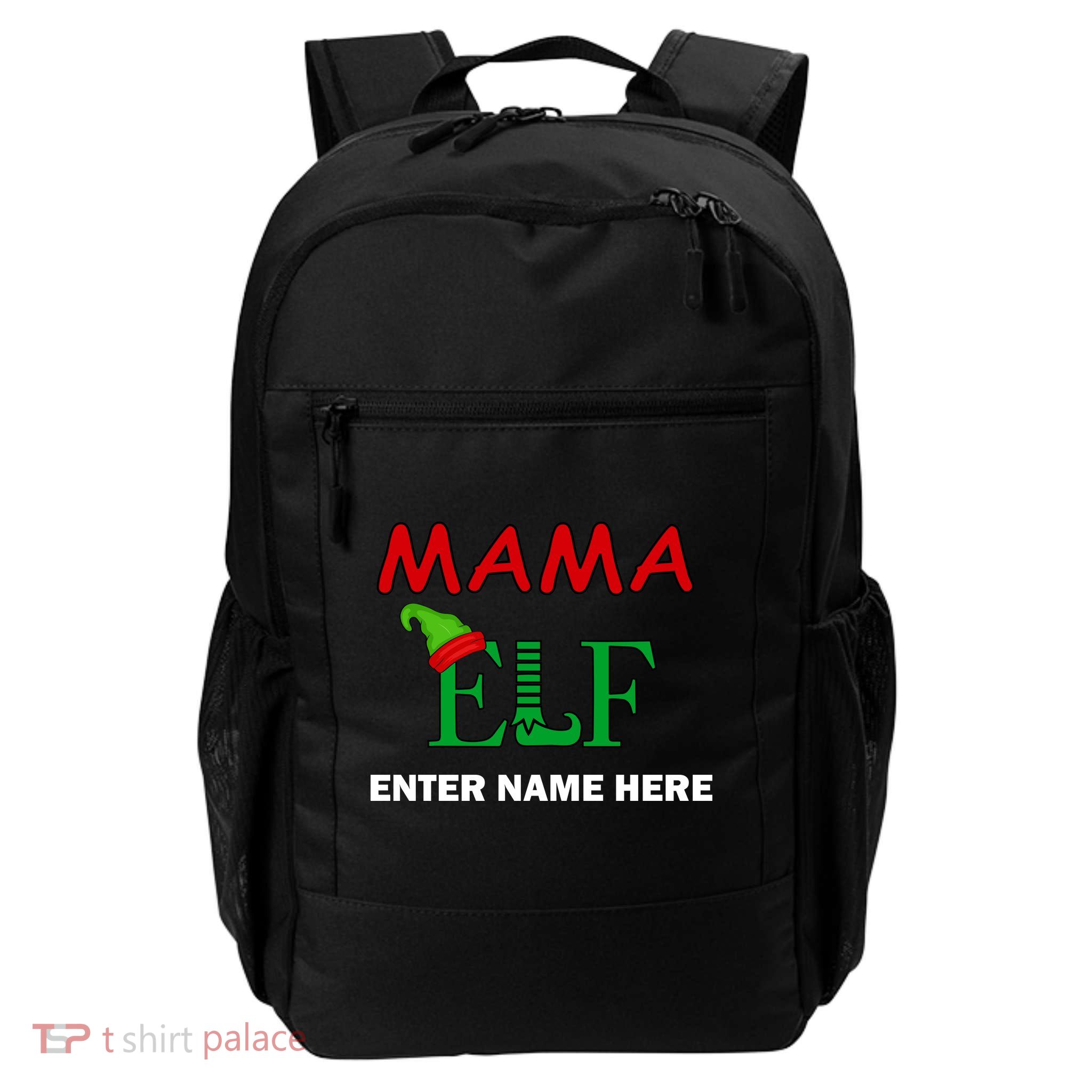 Personalize Mama Elf Custom Family Matching Christmas Daily Commute Backpack