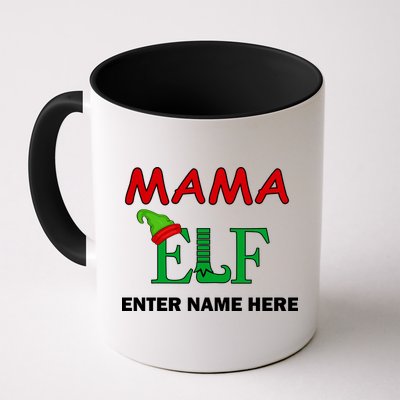Personalize Mama Elf Custom Family Matching Christmas Mug