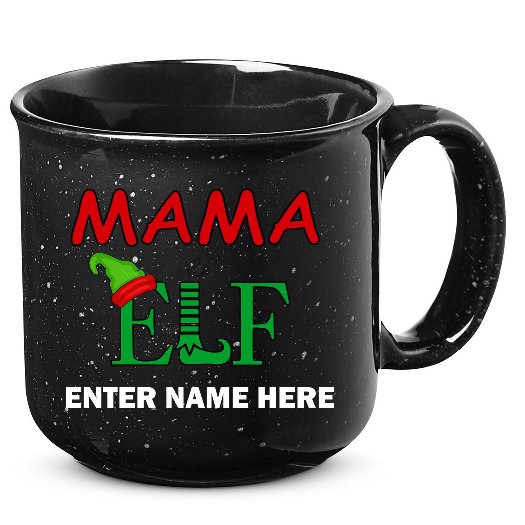 Personalize Mama Elf Custom Family Matching Christmas 15oz Campfire Ceramic Mug