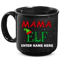 Personalize Mama Elf Custom Family Matching Christmas 15oz Campfire Ceramic Mug