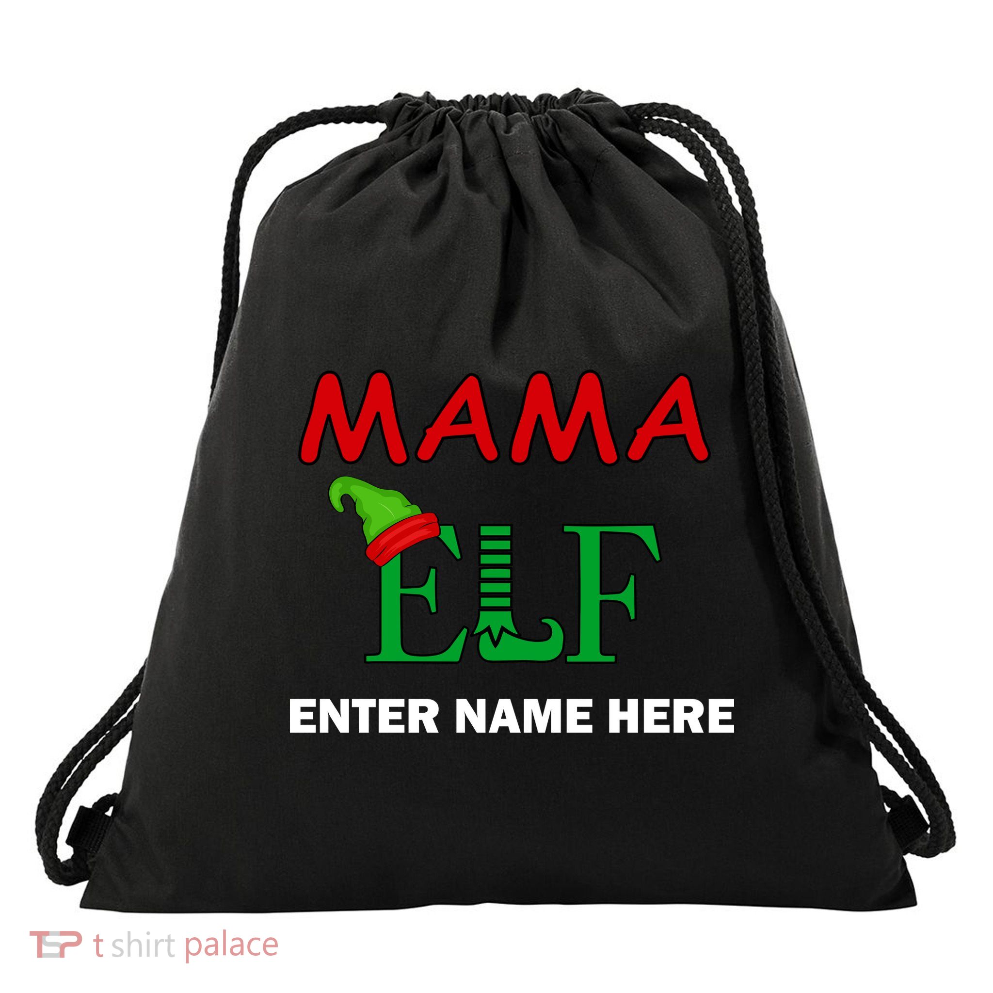 Personalize Mama Elf Custom Family Matching Christmas Drawstring Bag