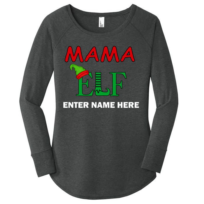 Personalize Mama Elf Custom Family Matching Christmas Women's Perfect Tri Tunic Long Sleeve Shirt