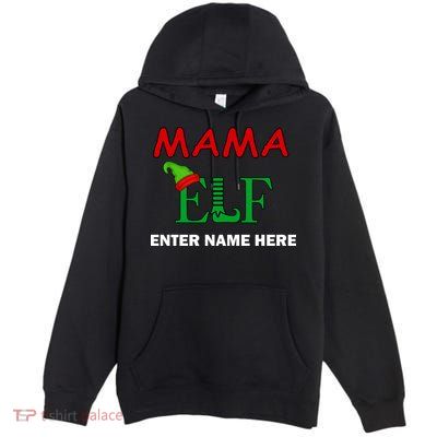Personalize Mama Elf Custom Family Matching Christmas Premium Pullover Hoodie