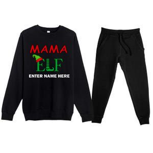 Personalize Mama Elf Custom Family Matching Christmas Premium Crewneck Sweatsuit Set