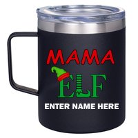 Personalize Mama Elf Custom Family Matching Christmas 12oz Stainless Steel Coffee Mug