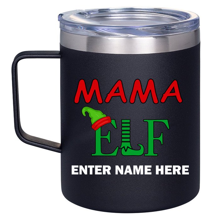 Personalize Mama Elf Custom Family Matching Christmas 12oz Stainless Steel Coffee Mug