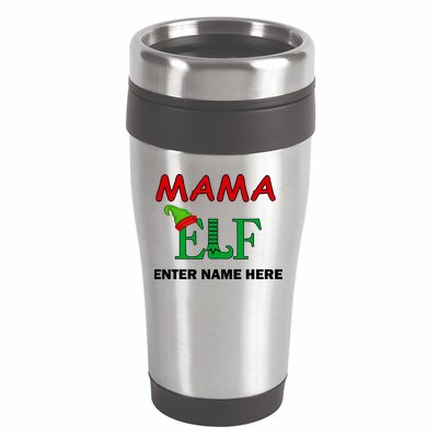 Personalize Mama Elf Custom Family Matching Christmas 16oz Travel Tumbler
