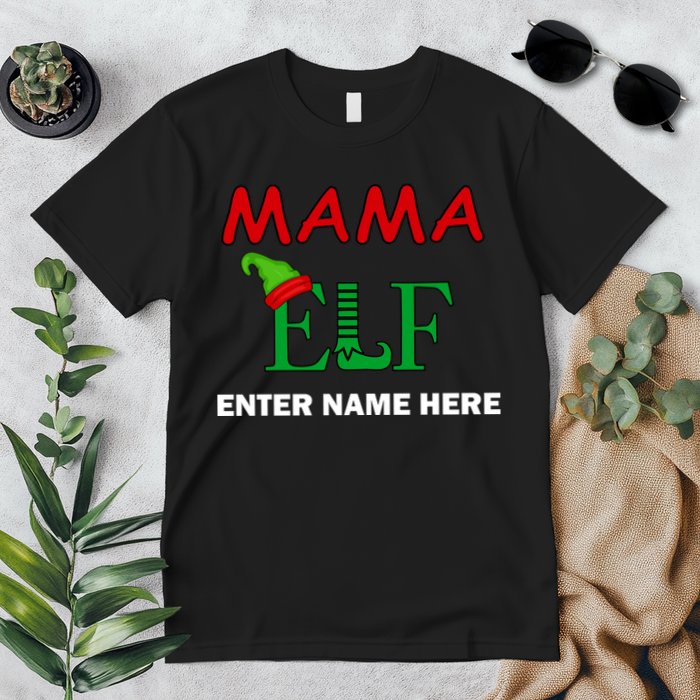 Personalize Mama Elf Custom Family Matching Christmas Premium T-Shirt