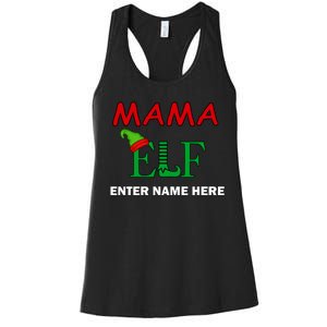 Personalize Mama Elf Custom Family Matching Christmas Women's Racerback Tank