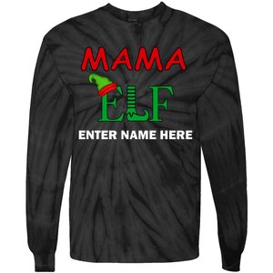 Personalize Mama Elf Custom Family Matching Christmas Tie-Dye Long Sleeve Shirt