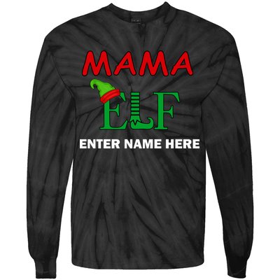 Personalize Mama Elf Custom Family Matching Christmas Tie-Dye Long Sleeve Shirt