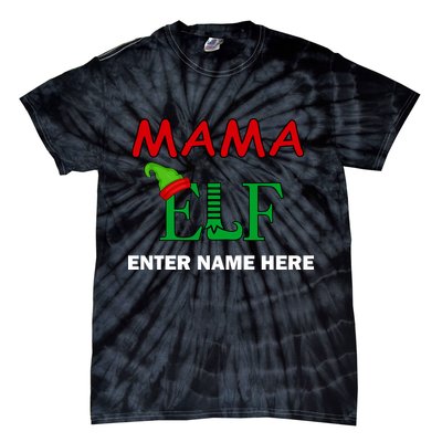 Personalize Mama Elf Custom Family Matching Christmas Tie-Dye T-Shirt