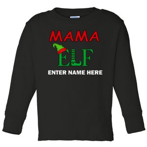 Personalize Mama Elf Custom Family Matching Christmas Toddler Long Sleeve Shirt