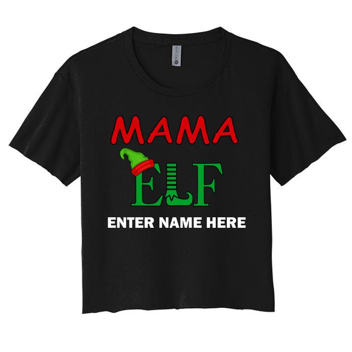 Personalize Mama Elf Custom Family Matching Christmas Women's Crop Top Tee