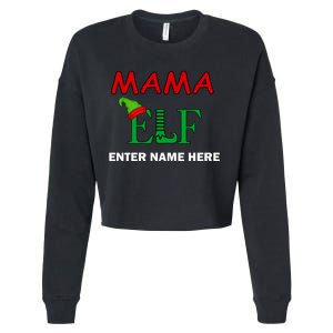 Personalize Mama Elf Custom Family Matching Christmas Cropped Pullover Crew