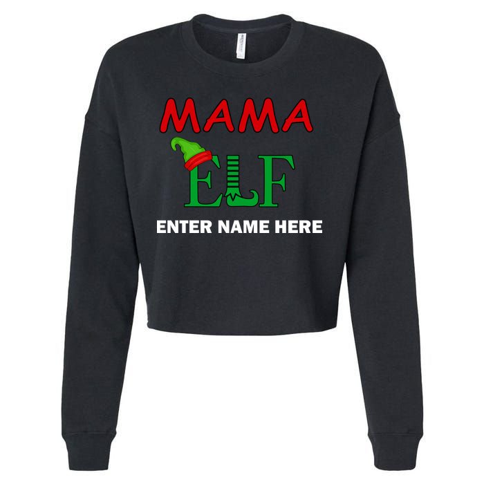 Personalize Mama Elf Custom Family Matching Christmas Cropped Pullover Crew