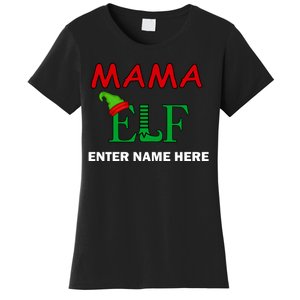 Personalize Mama Elf Custom Family Matching Christmas Women's T-Shirt