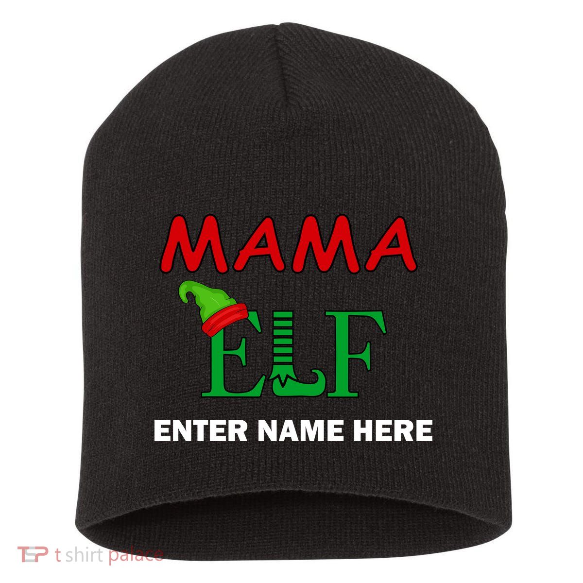 Personalize Mama Elf Custom Family Matching Christmas Short Acrylic Beanie