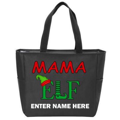 Personalize Mama Elf Custom Family Matching Christmas Zip Tote Bag