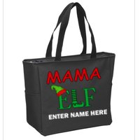 Personalize Mama Elf Custom Family Matching Christmas Zip Tote Bag
