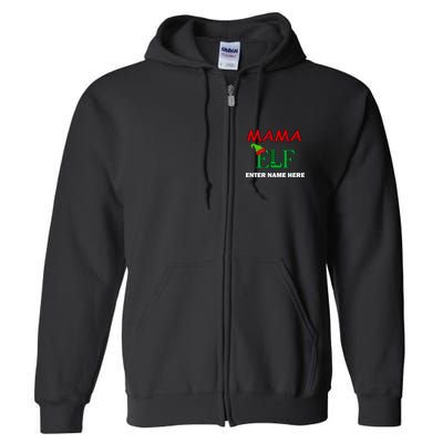 Personalize Mama Elf Custom Family Matching Christmas Full Zip Hoodie