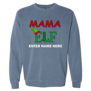 Personalize Mama Elf Custom Family Matching Christmas Garment-Dyed Sweatshirt