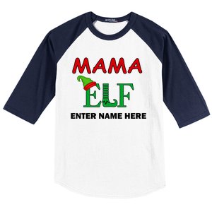 Personalize Mama Elf Custom Family Matching Christmas Baseball Sleeve Shirt