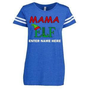 Personalize Mama Elf Custom Family Matching Christmas Enza Ladies Jersey Football T-Shirt