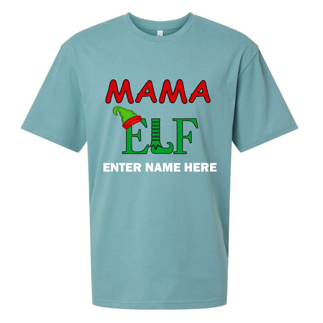 Personalize Mama Elf Custom Family Matching Christmas Sueded Cloud Jersey T-Shirt