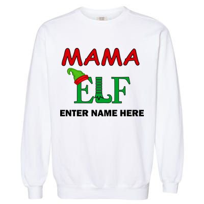 Personalize Mama Elf Custom Family Matching Christmas Garment-Dyed Sweatshirt