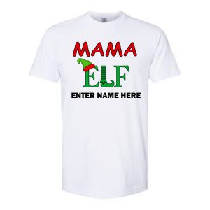 Personalize Mama Elf Custom Family Matching Christmas Softstyle CVC T-Shirt