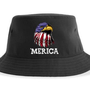 Patriotic Merica Eagle USA Flag Sunglusses 4th Of July Sustainable Bucket Hat