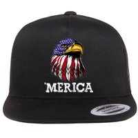 Patriotic Merica Eagle USA Flag Sunglusses 4th Of July Flat Bill Trucker Hat