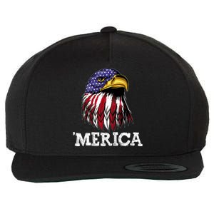 Patriotic Merica Eagle USA Flag Sunglusses 4th Of July Wool Snapback Cap