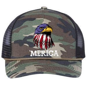 Patriotic Merica Eagle USA Flag Sunglusses 4th Of July Retro Rope Trucker Hat Cap