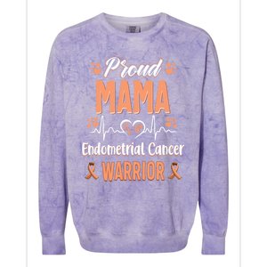 Proud Mama Endometrial Uterine Cancer Warrior Awareness Gift Colorblast Crewneck Sweatshirt