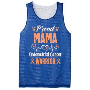 Proud Mama Endometrial Uterine Cancer Warrior Awareness Gift Mesh Reversible Basketball Jersey Tank