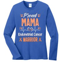 Proud Mama Endometrial Uterine Cancer Warrior Awareness Gift Ladies Long Sleeve Shirt