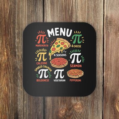 Pi Menu Funny Pizza Pi Day 3 Coaster