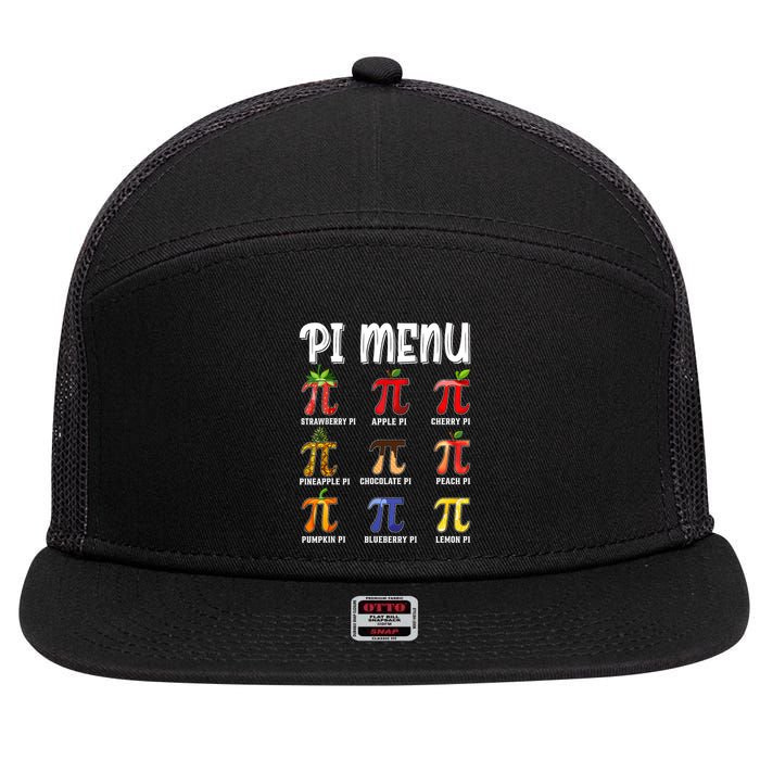Pi Menu Funny Pi 3.14 Math Teacher Pie Menu Mathematics 7 Panel Mesh Trucker Snapback Hat