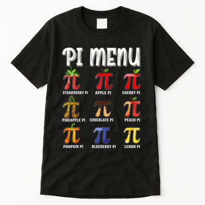 Pi Menu Funny Pi 3.14 Math Teacher Pie Menu Mathematics Tall T-Shirt