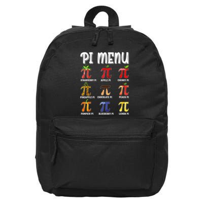 Pi Menu Funny Pi 3.14 Math Teacher Pie Menu Mathematics 16 in Basic Backpack