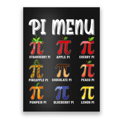 Pi Menu Funny Pi 3.14 Math Teacher Pie Menu Mathematics Poster