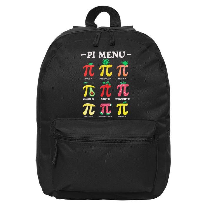 Pie Menu Funny Pi Day Pi 3.14 Math Teacher Pi Symbol Pie Pun 16 in Basic Backpack