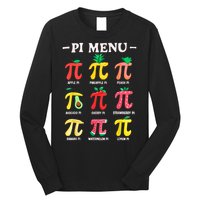Pie Menu Funny Pi Day Pi 3.14 Math Teacher PI Symbol Pie Pun Long Sleeve Shirt