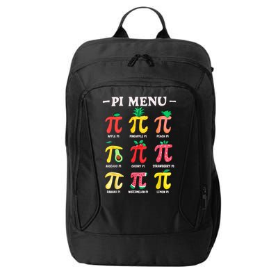 Pie Menu Funny Pi Day Pi 3.14 Math Teacher PI Symbol Pie Pun City Backpack