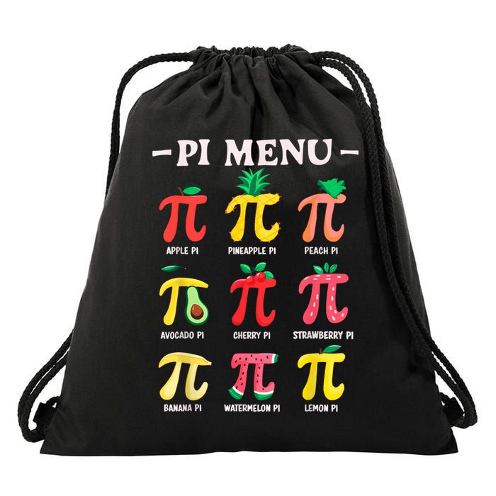 Pie Menu Funny Pi Day Pi 3.14 Math Teacher PI Symbol Pie Pun Drawstring Bag