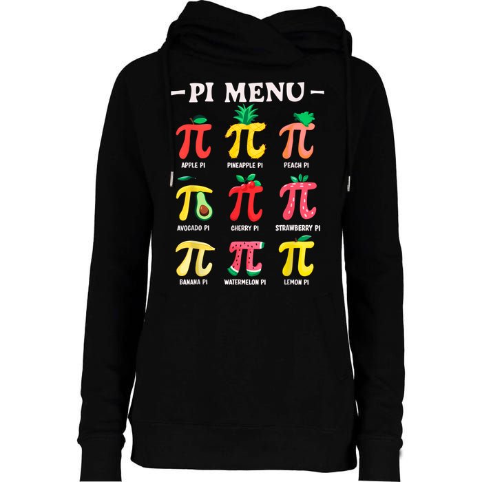 Pie Menu Funny Pi Day Pi 3.14 Math Teacher PI Symbol Pie Pun Womens Funnel Neck Pullover Hood